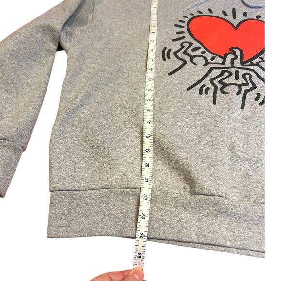 KEITH HARING Dancing Heart Black Pullover Hoodie Cropped for Men or Women XXL - Picture 6 of 6
